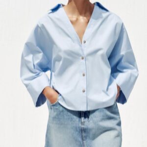 💼✨ Chemise en popeline à manches larges – Élégante & stylée !