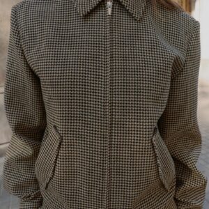 BLOUSON BOMBER PIED-DE-POULE ÉPAULETTES