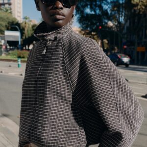 Blouson Bomber Matelassé Pied-de-Poule